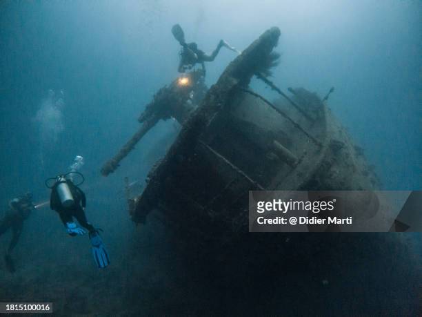 diving on the ss thistlegorm wreck in egypt - sinai egypt stock pictures, royalty-free photos & images