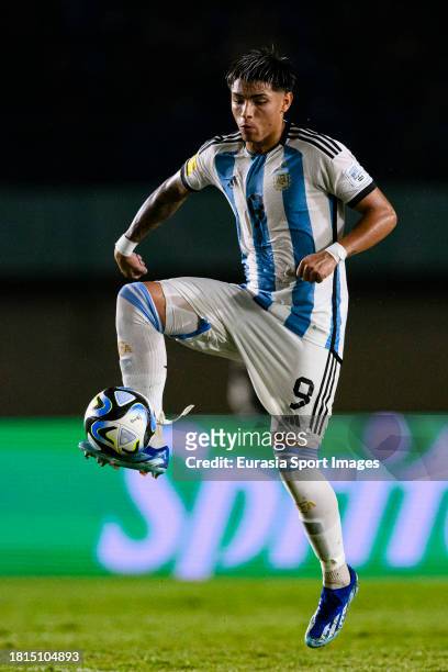 Agustin Ruberto of Argentina controls the ball during FIFA U-17 World Cup Round of 16 match between Argentina and Venezuela at Si Jalak Harupat...