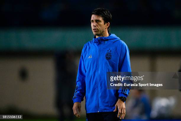 Argentina Head Coach Diego Placente during FIFA U-17 World Cup Round of 16 match between Argentina and Venezuela at Si Jalak Harupat Stadium on...
