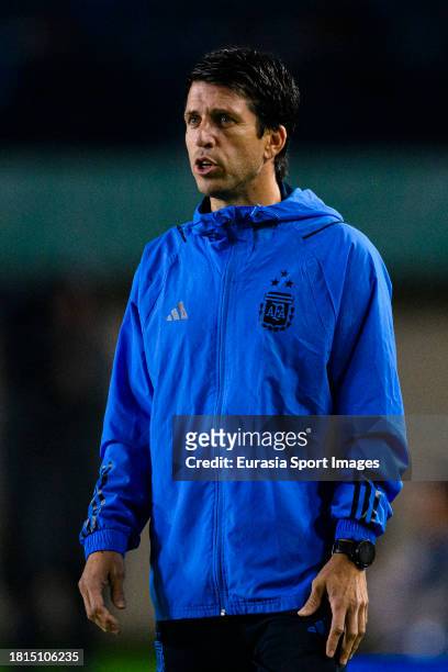 Argentina Head Coach Diego Placente during FIFA U-17 World Cup Round of 16 match between Argentina and Venezuela at Si Jalak Harupat Stadium on...