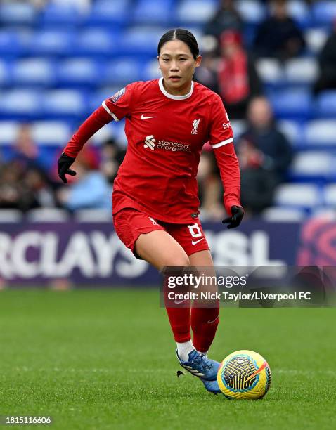 Fuka Nagano of Liverpool in action during the Barclays Women´s Super League match between Liverpool FC and Brighton & Hove Albion at Prenton Park on...