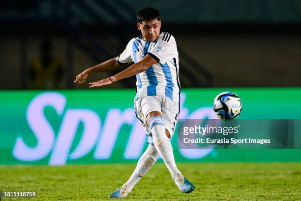 Mariano Gerez of Argentina looks to bring the ball down during FIFA U-17 World Cup Round of 16 match between Argentina and Venezuela at Si Jalak...
