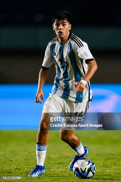 Thiago Laplace of Argentina controls the ball during FIFA U-17 World Cup Round of 16 match between Argentina and Venezuela at Si Jalak Harupat...
