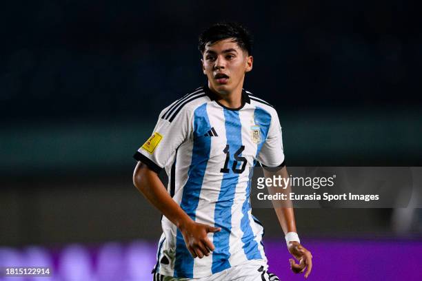 Thiago Laplace of Argentina runs in the field during FIFA U-17 World Cup Round of 16 match between Argentina and Venezuela at Si Jalak Harupat...