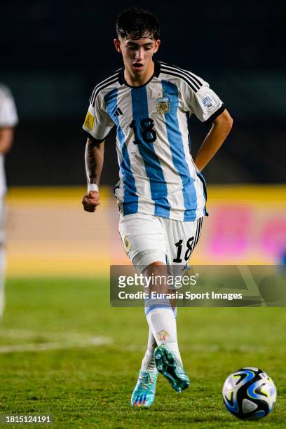 Kevin Gutierrez of Argentina passes the ball during FIFA U-17 World Cup Round of 16 match between Argentina and Venezuela at Si Jalak Harupat Stadium...