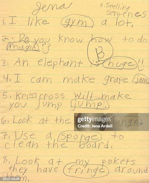 elementary school spelling sentences 90s - 1992 - fotografias e filmes do acervo