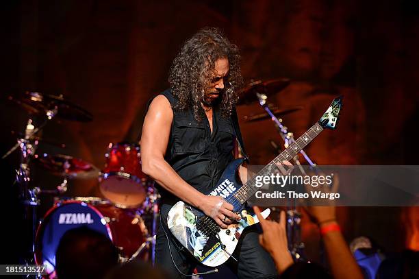 Kirk Hammett of Metallica performs private, exclusive concert for SiriusXM listeners at The Apollo Theater on September 21, 2013 in New York City.