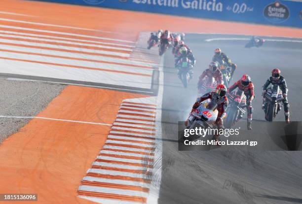 Fabio Di Giannantonio of Italy and Gresini Racing MotoGP leads the fieldduring the MotoGP race during the MotoGP of Valencia - Race at Ricardo Tormo...