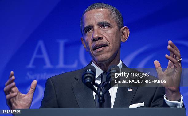President Barack Obama delivers remarks at the Congressional Black Caucus Foundation, Inc. Annual Phoenix Awards September 21, 2013 at the Washington...