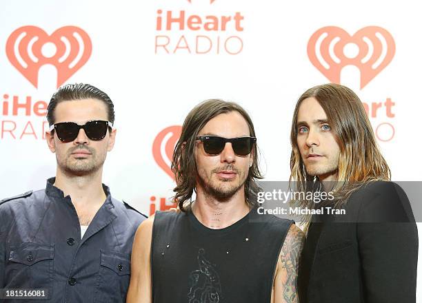 Jared Leto and 30 Seconds to Mars arrive at the iHeartRadio Music Festival - press room - Day 2 held on September 21, 2013 in Las Vegas, Nevada.