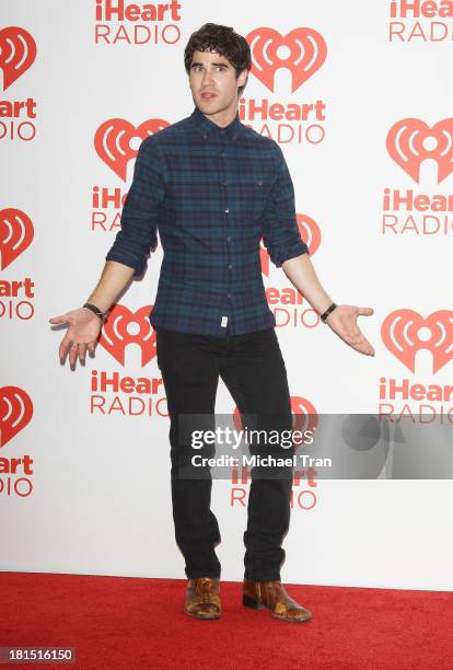 Darren Criss arrives at the iHeartRadio Music Festival - press room - Day 2 held on September 21, 2013 in Las Vegas, Nevada.