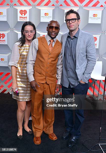 Kennedy, Floyd Mayweather Jr. And Bobby Bones attend the iHeartRadio Music Festival at the MGM Grand Garden Arena on September 21, 2013 in Las Vegas,...