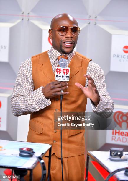 Professional boxer Floyd Mayweather Jr. Attends the iHeartRadio Music Festival at the MGM Grand Garden Arena on September 21, 2013 in Las Vegas,...