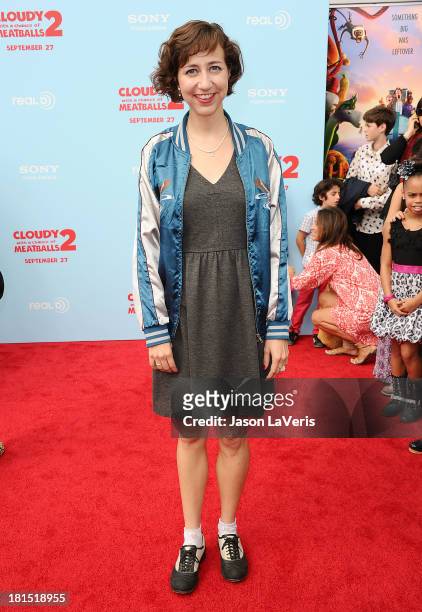 Actress Kristen Schaal attends the premiere of "Cloudy With a Chance of Meatballs 2" at Regency Village Theatre on September 21, 2013 in Westwood,...