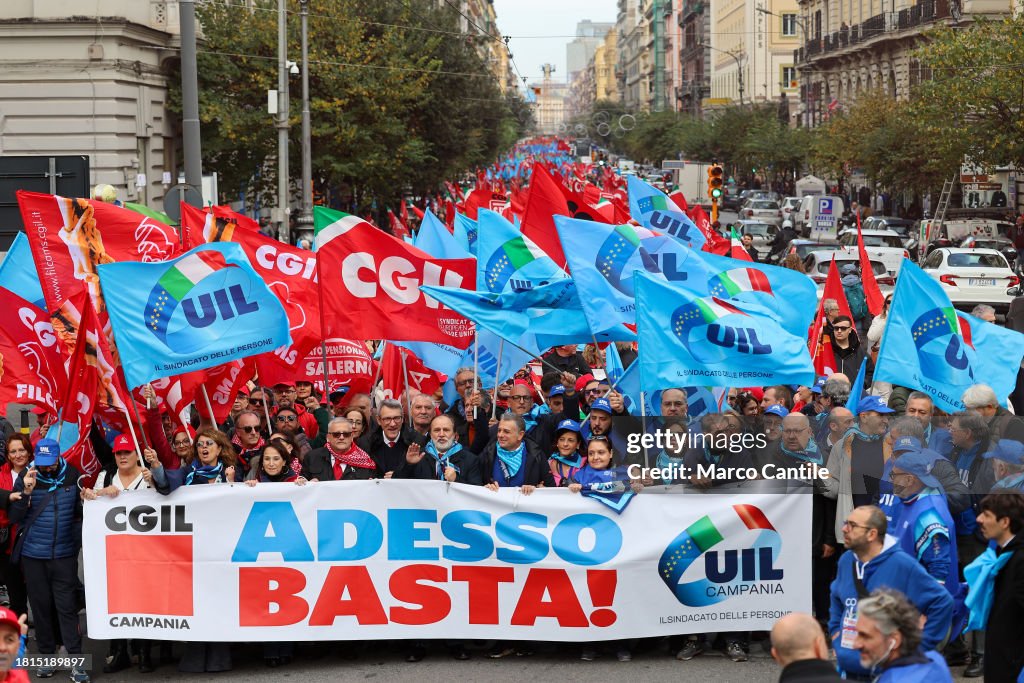 People during the demonstration of the CGIL (Italian General...