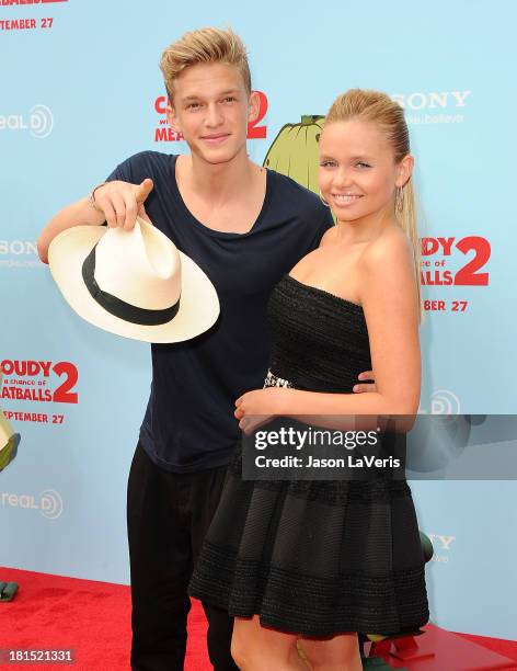 Cody Simpson and Alli Simpson attend the premiere of "Cloudy With a Chance of Meatballs 2" at Regency Village Theatre on September 21, 2013 in...