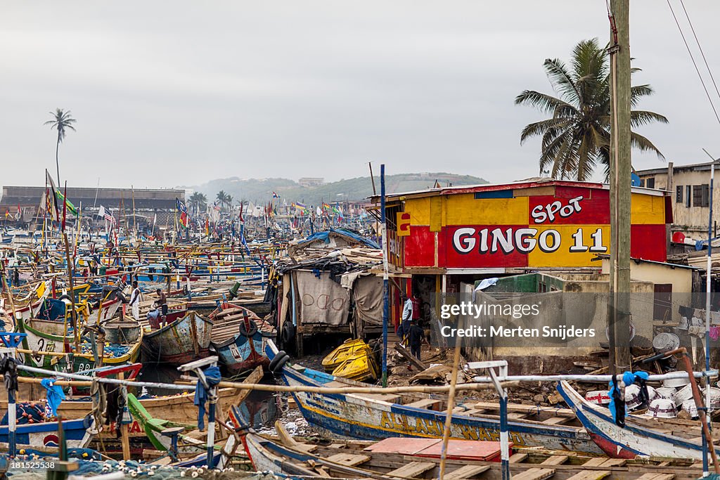 Elmina harbour packed with ships