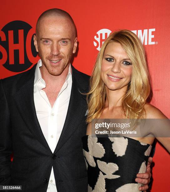 Actor Damian Lewis and actress Claire Danes attend the Showtime Emmy eve soiree at Sunset Tower on September 21, 2013 in West Hollywood, California.