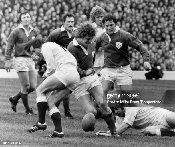 Fergus Slattery of Ireland looks to control the loose ball during the Five Nations Championship match between England and Ireland at Twickenham...