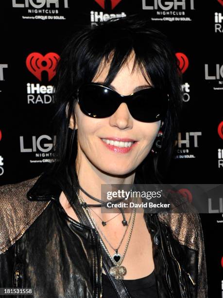 Singer Joan Jett arrives at the iHeartRadio Music Festival official closing party at the Light Nightclub at the Mandalay Bay Resort and Casino on...