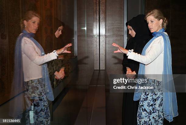 Sophie, Countess of Wessex visits the Museum of Islamic Art on day 1 of her visit to Qatar with the Charity ORBIS on September 22, 2013 in Doha,...