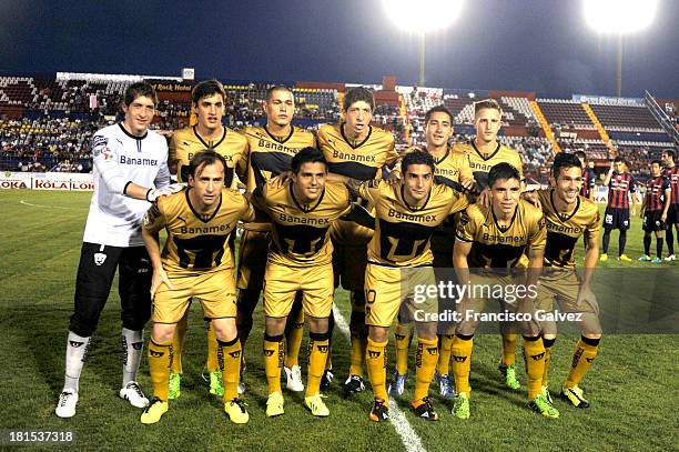 Pumas team pose for a photo before a match between Atlante and Pumas UNAM as part of the Apertura 2013 Liga MX at Olympic Stadium Andres Quintana Roo...