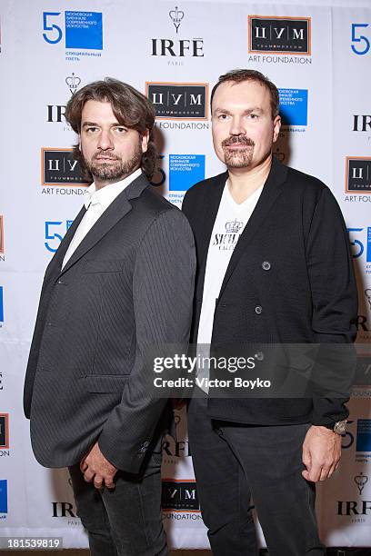 Alessandro Pindili and Andrey Strukov attends the dinner celebrating the opening of Vadim Zakharov's "Dead Languages Dance" special project as part...