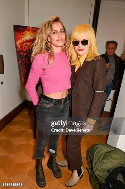 Alice Dellal and Pam Hogg attend a special screening and Q&A of "Oppenheimer" at Princess Anne Theatre on November 30, 2023 in London, England.