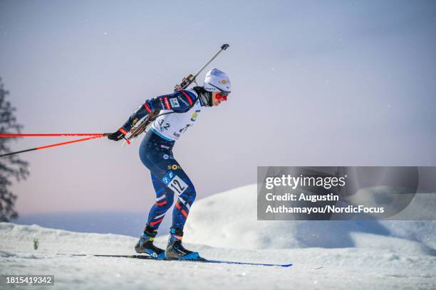 Julia Simon of France competes during the Women 7.5 km Sprint at the BMW IBU World Cup Biathlon Ostersund on December 1, 2023 in Ostersund, Sweden.