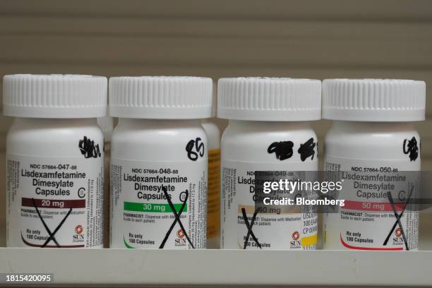 Sun Pharma lisdexamfetamine dimesylate medication on a shelf at a pharmacy in Provo, Utah, US, on Thursday, Nov. 30, 2023. Millions of Americans have...