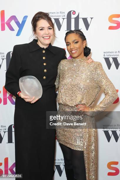 Aoife McArdle, winner of The BBC Studios Director Award, and Freema Agyeman attend the Women in Film & Television Awards 2023 at London Hilton Park...