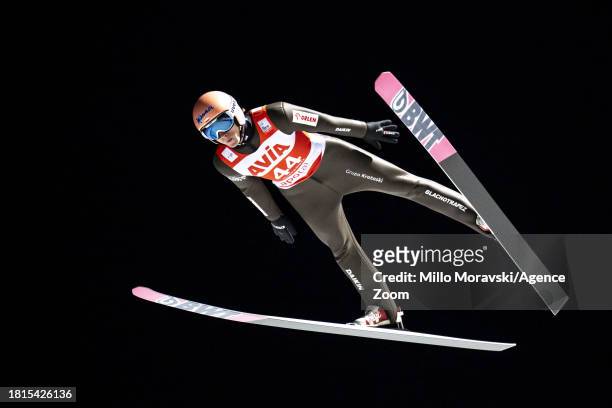 Dawid Kubacki of Team Poland in action during the FIS Ski Jumping World Cup Men's and Women's HS98 Qualification on December 1, 2023 in Lillehammer,...