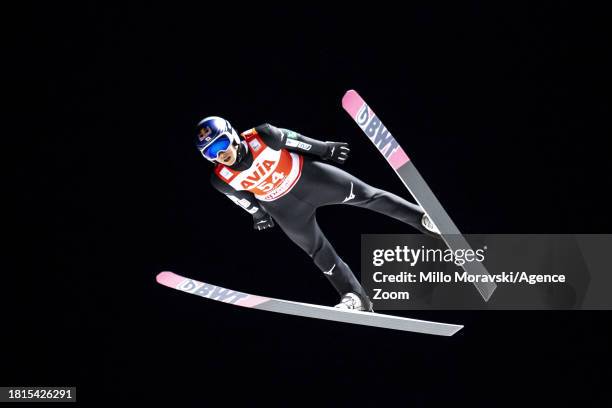 Ryoyu Kobayashi in action during the FIS Ski Jumping World Cup Men's and Women's HS98 Qualification on December 1, 2023 in Lillehammer, Norway.