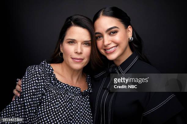Episode 1084 -- Pictured: Neve Campbell, Melissa Barrera --