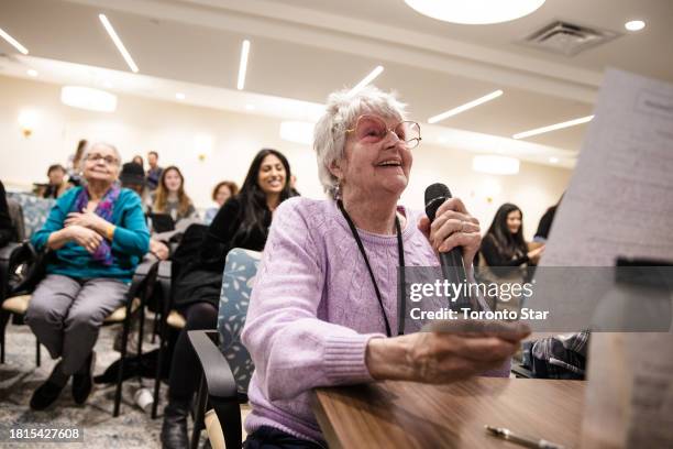 Toronto, ON Holly McCuaig reads some of her selections on the last day of an intergenerational class on ageing. This past semester, students in the...