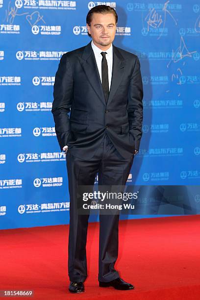 Actor Leonardo DiCaprio attends the red carpet show for the Qingdao Oriental Movie Metropolis on September 22, 2013 in Qingdao, China.