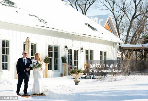 waiting to walk down the aisle in snowshoes - winter sport walk old stock pictures, royalty-free photos & images