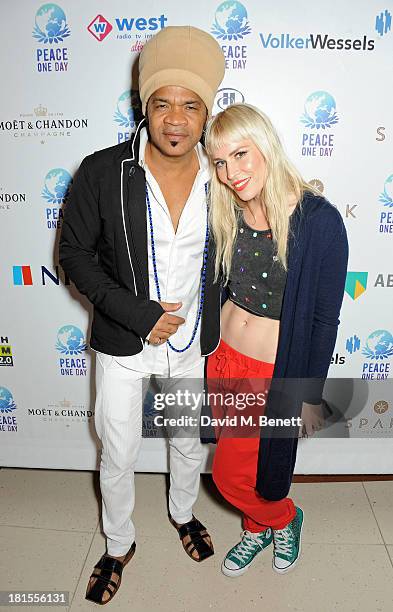 Carlinhos Brown and Natasha Bedingfield celebrate 'Peace One Day' at the Peace One Day concert after party held at the Hilton on September 21, 2013...