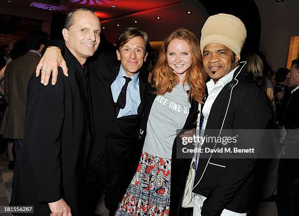 Miguel Bose, Peace One Day founder Jeremy Gilley, Lily Cole and Carlinhos Brown celebrate 'Peace One Day' at the Peace One Day concert after party...