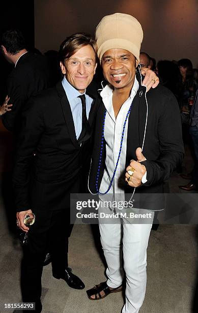 Peace One Day founder Jeremy Gilley and Carlinhos Brown celebrate 'Peace One Day' at the Peace One Day concert after party held at the Hilton on...
