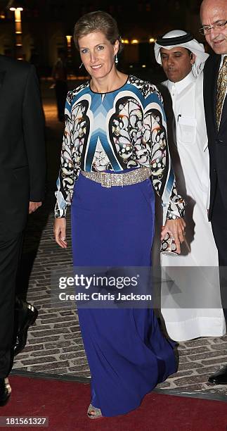 Sophie, Countess of Wessex arrives for a Charity Gala Dinner at Katara Hall on day 1 of her visit to Qatar with the Charity ORBIS on September 22,...