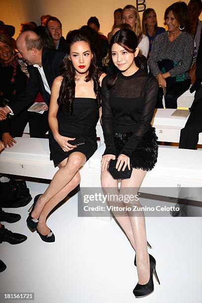 Janie Tienphosuwan and Michelle Chen attends the Salvatore Ferragamo show as part of Milan Fashion Week Womenswear Spring/Summer 2014 at on September...