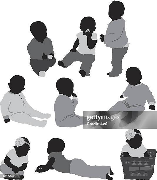 ilustraciones, imágenes clip art, dibujos animados e iconos de stock de linda bebés - multiple exposure