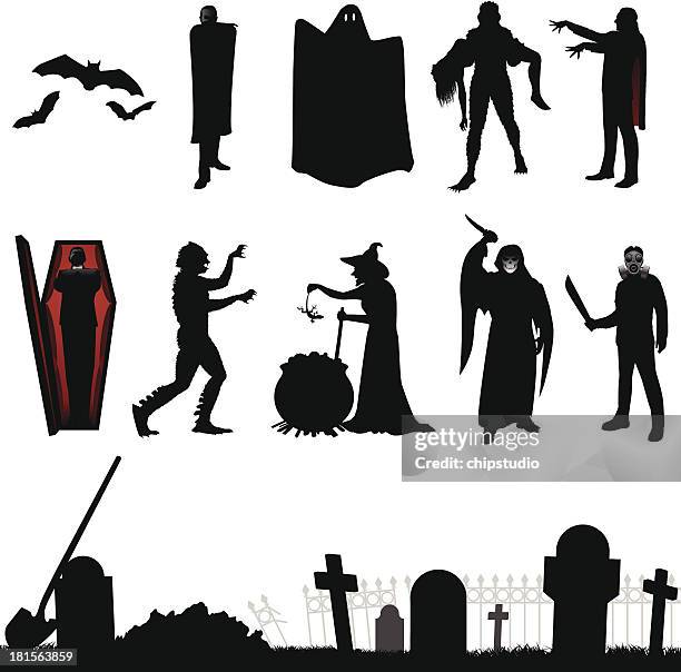 halloween-silhouette - ohnmächtig werden stock-grafiken, -clipart, -cartoons und -symbole