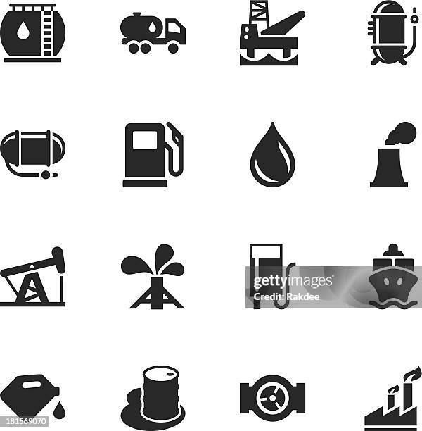 fuel industry silhouette icons - diesel fuel stock illustrations