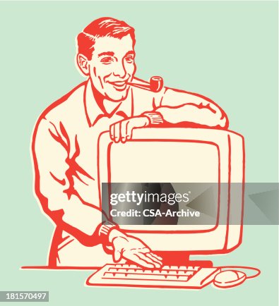 Man Computer Clips Man Showing Personal Computer High-Res Vector Graphic - Getty Images