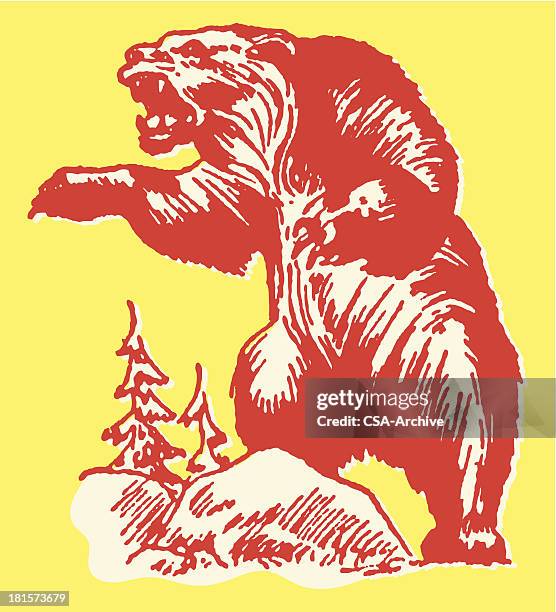 bear attacking - bear attack stock illustrations