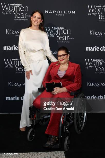 Jesinta Franklin and Tanya Hosch attend the Marie Claire Women of the Year Awards 2023 at Museum of Contemporary Art on November 21, 2023 in Sydney,...