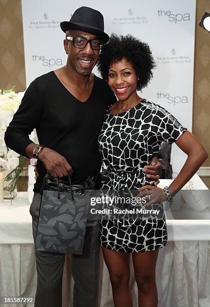 Comedian J.B. Smoove and wife Shahidah Omar attend the HBO Luxury Lounge featuring Motorola and PANDORA Jewelry in honor of The 65th Primetime Emmy...