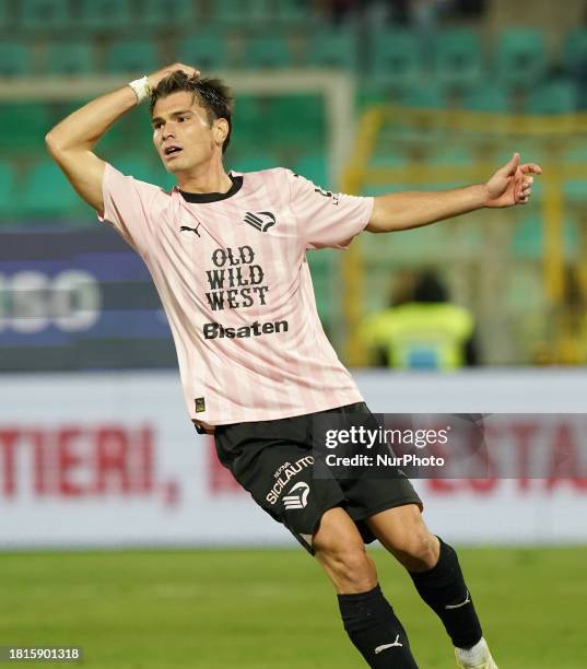 Jacopo Segre of Palermo FC is playing during the Serie B BKT match between Palermo FC and US Catanzaro in Palermo, Italy, on December 1, 2023.